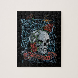Puzzle Crâne squelettique sauvage et librement rose