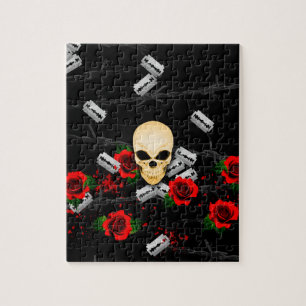 Puzzle Crâne Thématique Punk Et Noir Rose