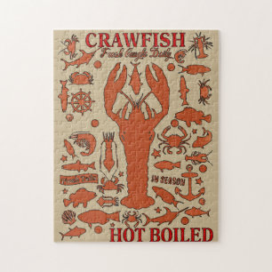 Puzzle Crawfish en coque sur bois