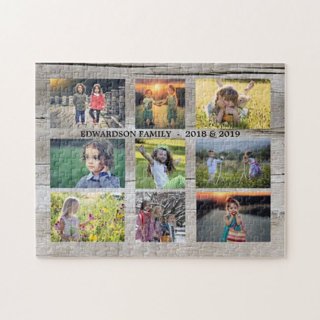 Puzzle Create your own rustic wood family photo collage (Horizontal)