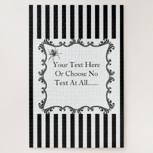 Puzzle Creepy Gothic Spider Drawing Black & White Stripes