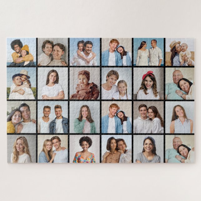 Puzzle Créez votre propre 24 photo Collage couleur modifi (Horizontal)