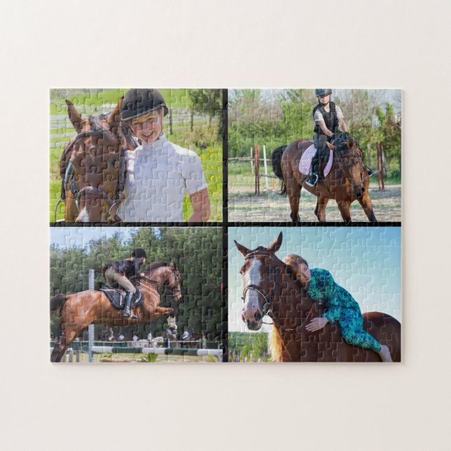 Puzzle Créez votre propre 4 photos Collage Cheval noir (Horizontal)