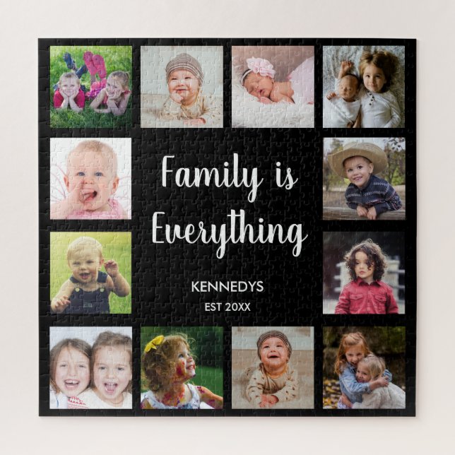 Puzzle Créez votre propre famille de collage photo Black  (Vertical)
