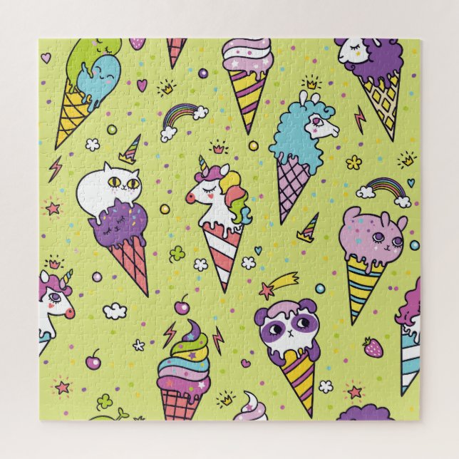 Puzzle Crème glacée Pop Cute : Motif animal (Vertical)