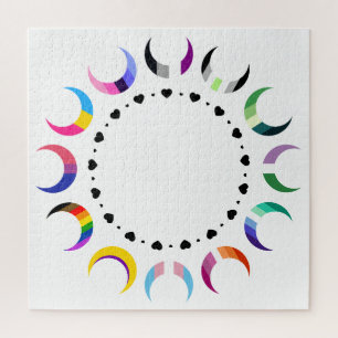 Puzzle Crescent Pride Lunes et Bague Coeur