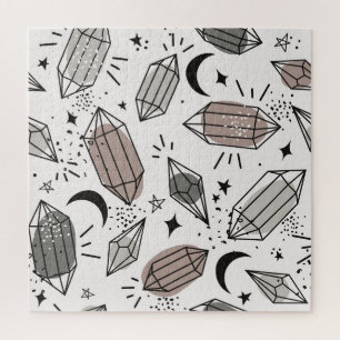 Puzzle Cristaux, Lune, Étoiles, Design Chevauché.
