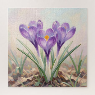 Puzzle Crocus Violet Rêveur Floraison de Printemps