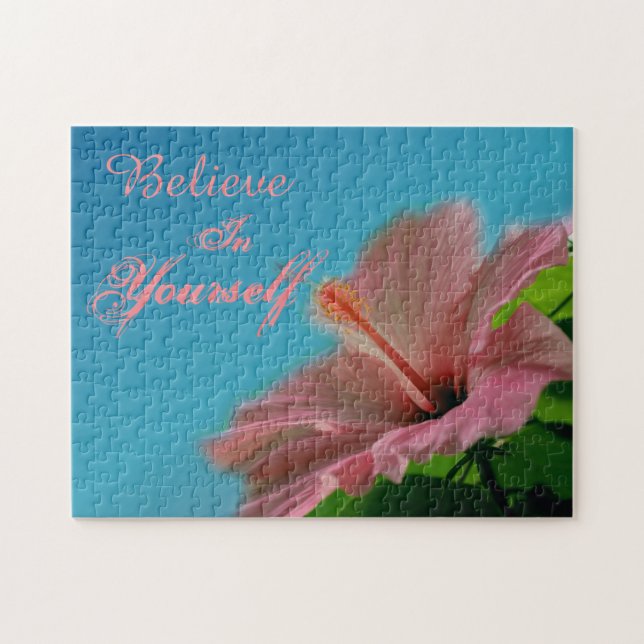 Puzzle Croire Hibiscus Flower Inspirational Citation  (Horizontal)