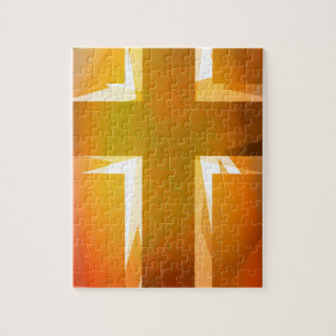 Puzzle Croix religieuse rouge et jaune