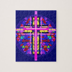 Puzzle Croix vibrante de chrétien en verre souillé