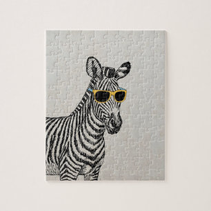 Puzzle Croquis de zèbre cool mignon et drôle avec lunet