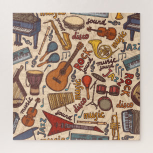 Puzzle Croquis Musical : Colorful Vintage sans couture.