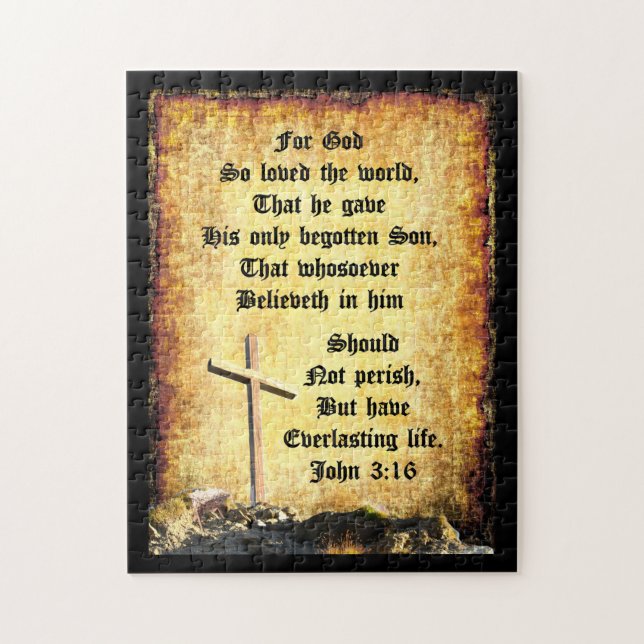 Puzzle Cross & Manger avec John 3vs16 (Vertical)