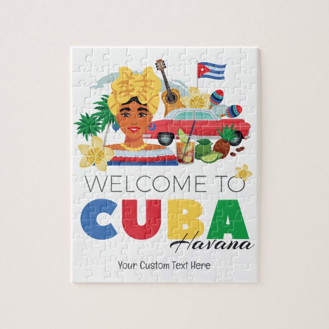 Puzzle Cuba Havana Texte personnalisé (Vertical)