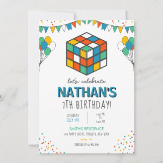 Puzzle Cube Birthday Einladung