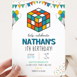 Puzzle Cube Birthday Einladung