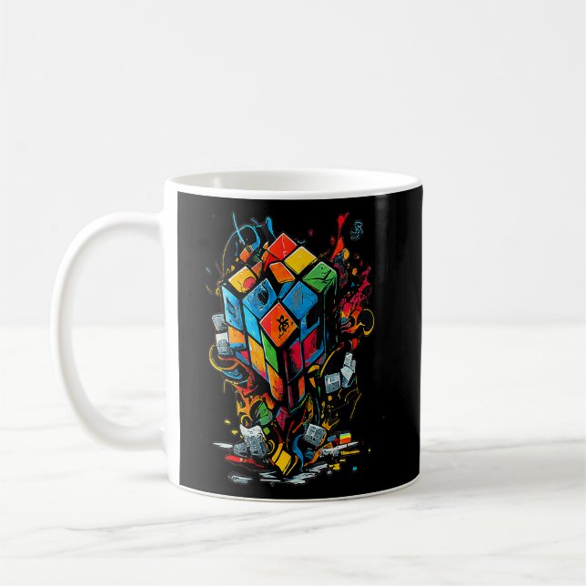 Puzzle Cube Exploding Speed Cubing 80er Jugend Vin Kaffeetasse (Links)