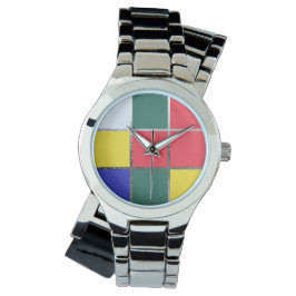 Puzzle Cube Gamer Primärfarben Rotes Blau Armbanduhr