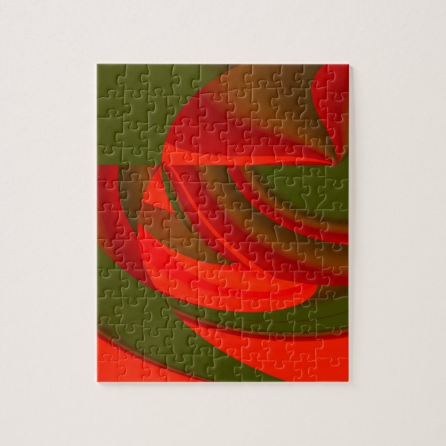 Puzzle Cubiste rouge et vert Abstrait (Vertical)