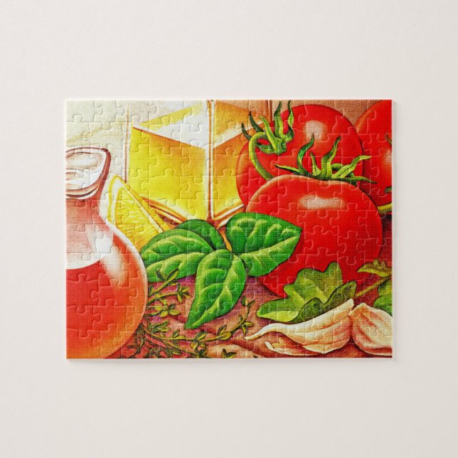 Puzzle Cuisine italienne ingrédients tomates et basilic (Horizontal)