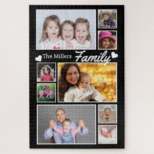 Puzzle Custom 9 Photo Collage Family Nom 1014 Pcs Black