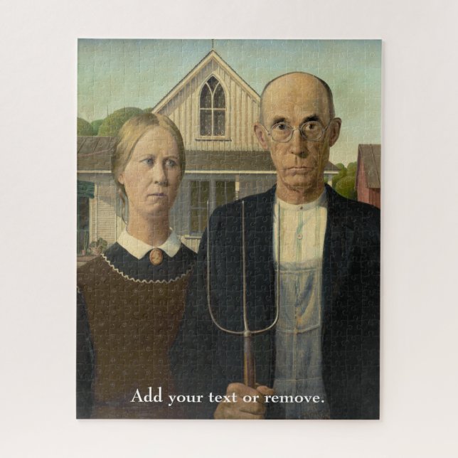 Puzzle Custom art, "American Gothic" Grant Wood, 1930. (Vertical)