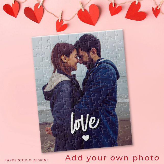 Puzzle Custom Modern Photo Love Script Couple (Customize with your photo and choose size.)
