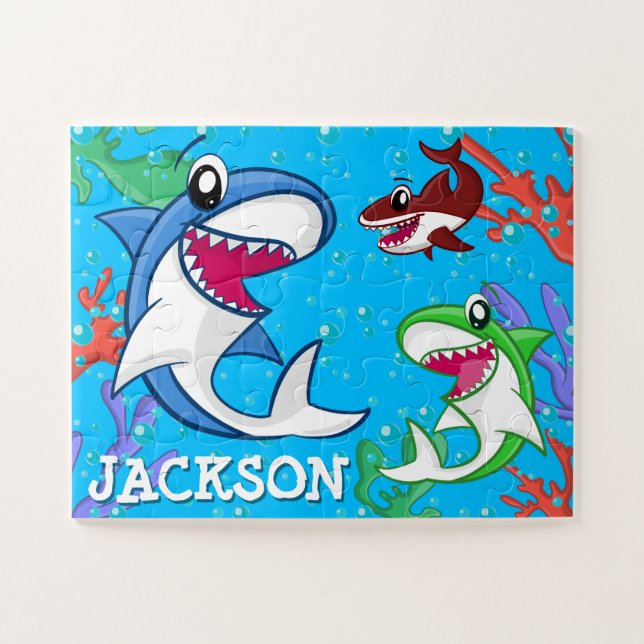 Puzzle Cute Animal Sea Life requin Océan Poisson Enfants (Horizontal)
