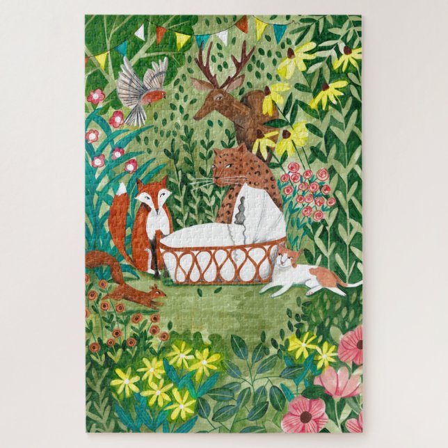 Puzzle Cute Animaux forêt vert Nouveau Né bébé enfants (Vertical)