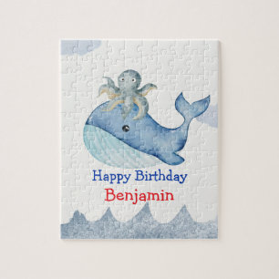 Puzzle Cute arc-en-ciel poulpe Poisson de baleine Fête d'