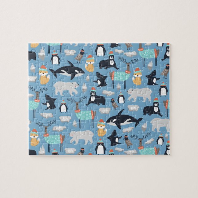 Puzzle Cute Arctic Animaux Motif sans couture (Horizontal)