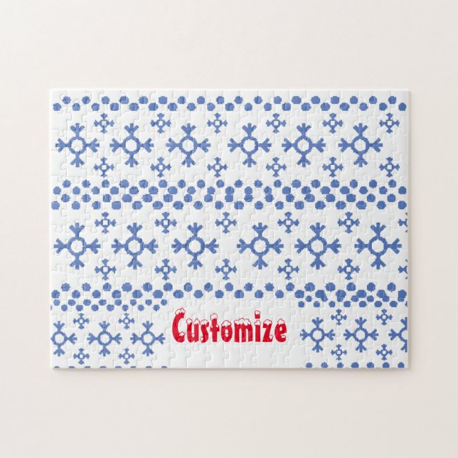 Puzzle Cute Blue Snowflakes Motif Thunder_Cove (Horizontal)