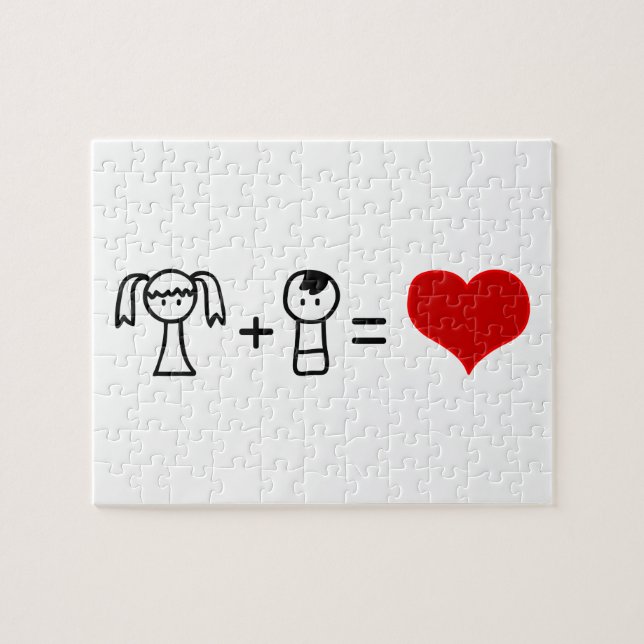 Puzzle Cute boy and girl love doodle (Horizontal)