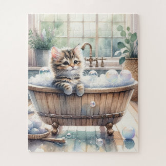Puzzle Cute Bubbly Kitten Temps de bain
