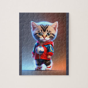 Puzzle Cute Chat Jouer Au Football