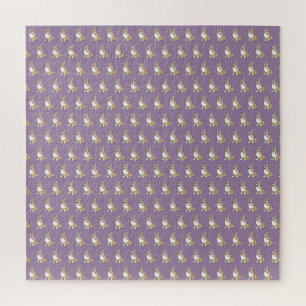 Puzzle Cute Corgi Chien Motif Violet Arrière - plan