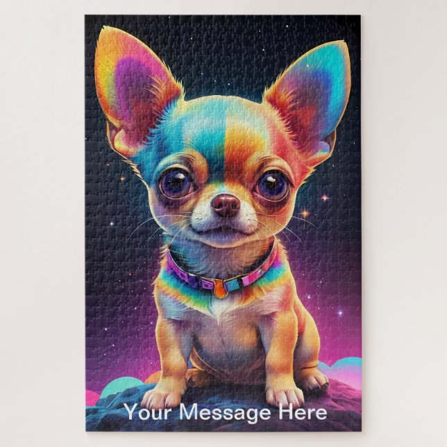 Puzzle Cute Cosmic Chihuahua Surreal Rainbow Art (Vertical)