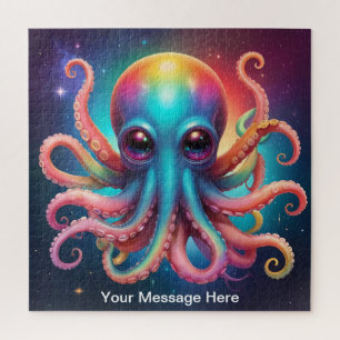 Puzzle Cute Cosmique Octopus Surreal Rainbow Art