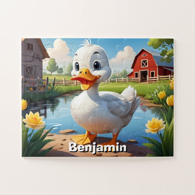 Puzzle Cute Farm Duck Personnalisé Enfants (Horizontal)