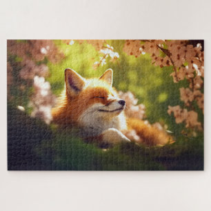 Puzzle Cute Fox Basking au printemps