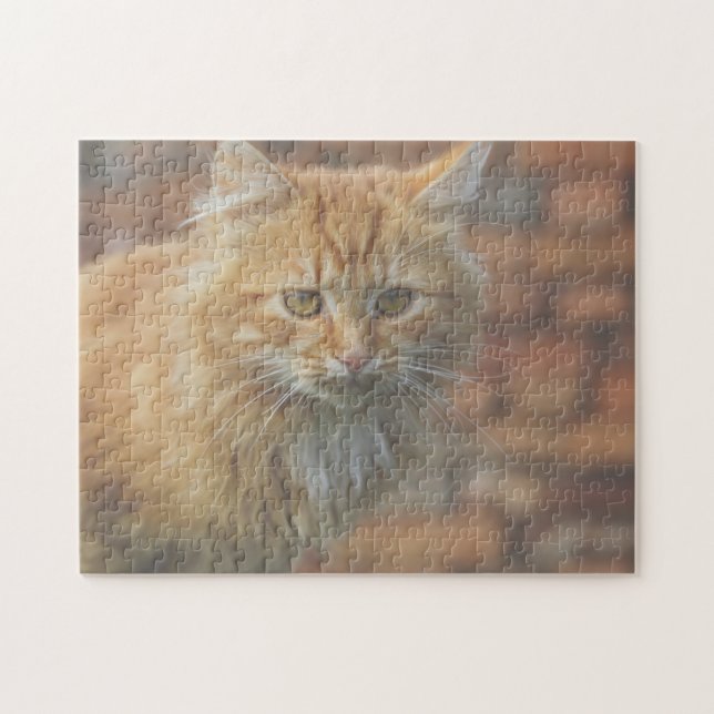 Puzzle Cute Funky Ginger Chat Kitten Visage (Horizontal)