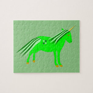 Puzzle Cute Irish Green et Gold Unicorn