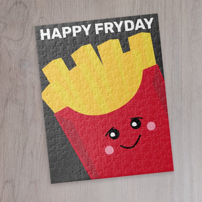 Puzzle Cute Kawaii French Fries - Joyeux Vendredi (Happy Fry Day - Cute whimsical personalized puzzle)