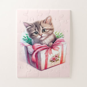 Puzzle Cute Kitten dans une boîte Cadeau d'anniversaire