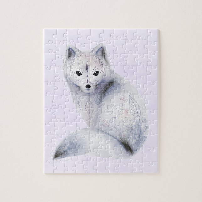 Puzzle Cute renard nordique avec marques florales (Vertical)