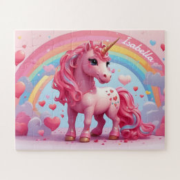Puzzle Cute rose Unicorne Personnalisé Enfants