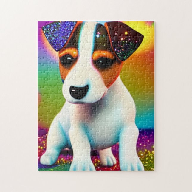 Puzzle Cute Terrier Puppy Sparkle Gros plan (Vertical)