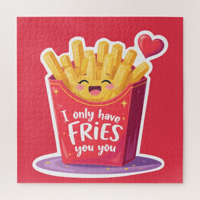 Puzzle Cute Valentine French Fries Pun (Vertical)