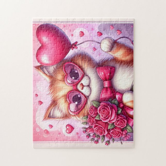 Puzzle Cute Valentine's day cat/chaton (Vertical)